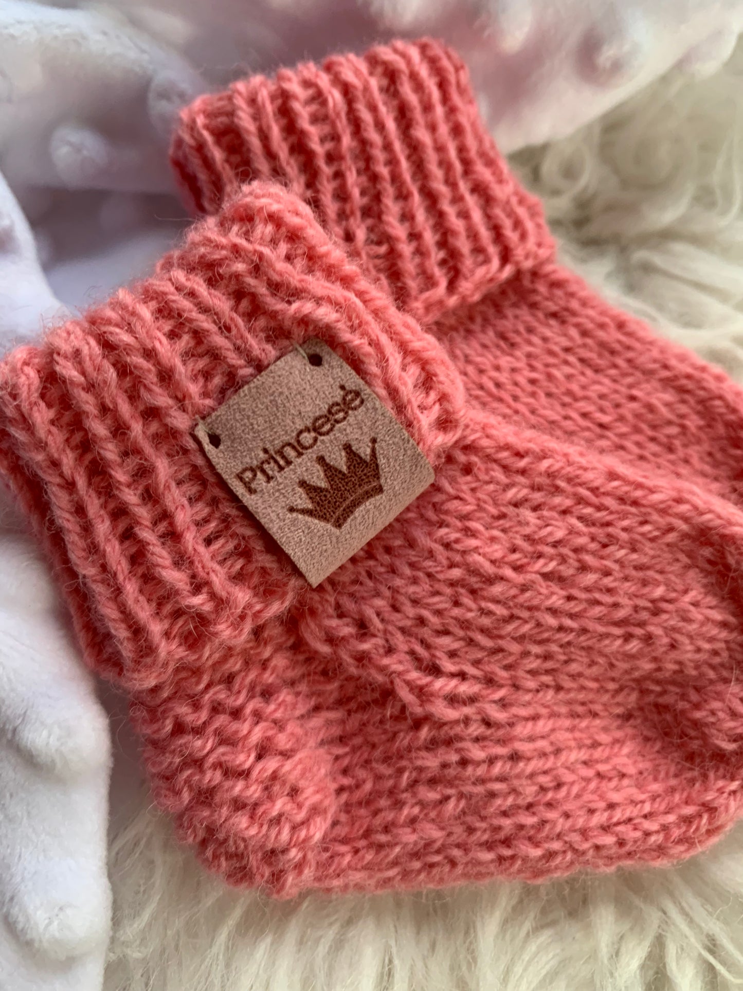 Vilnonės kojinytes naujagimei 9 cm "Princesė"
