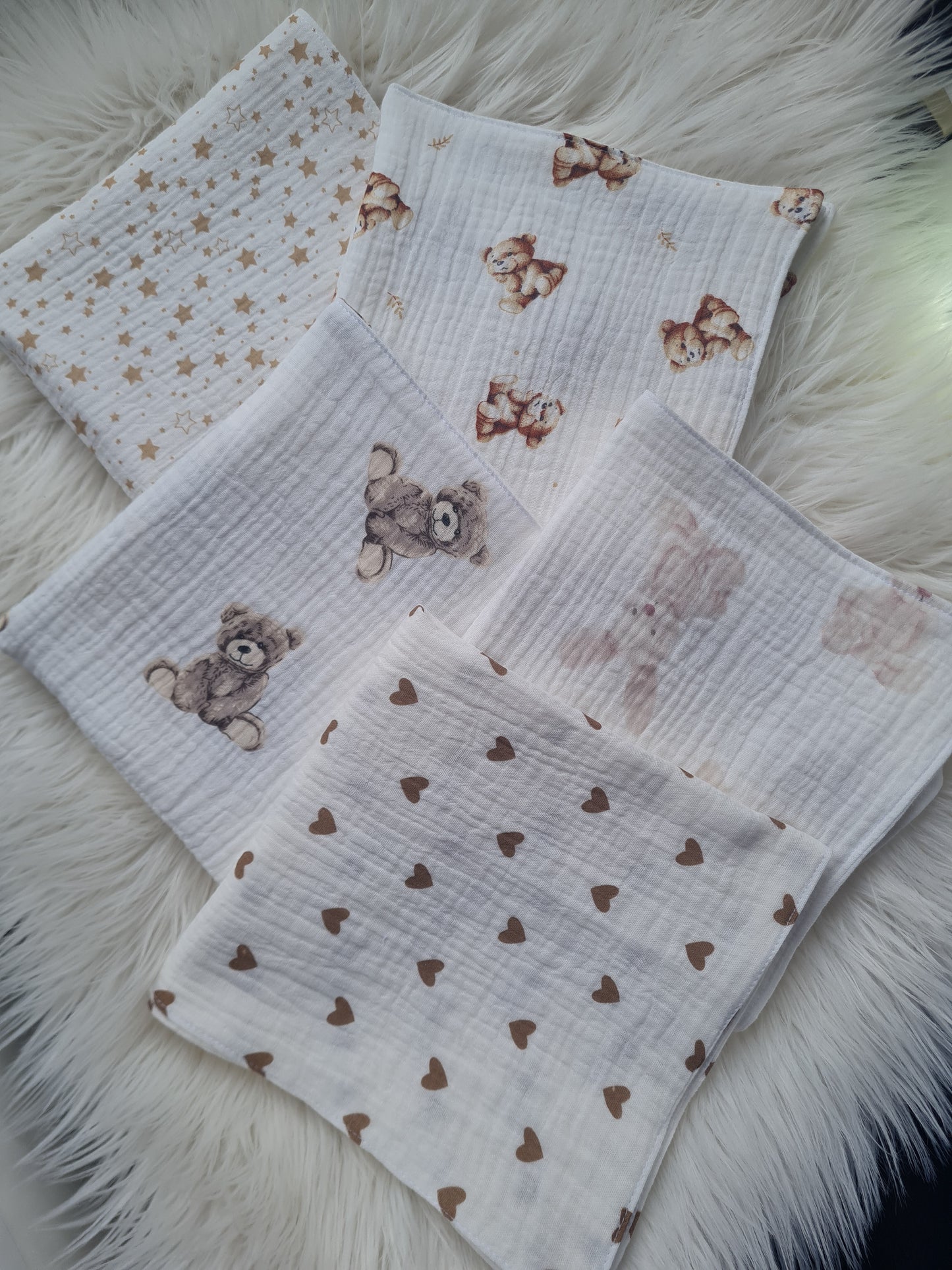 Muslino merliukų komplektas 40/40 cm 5 vnt