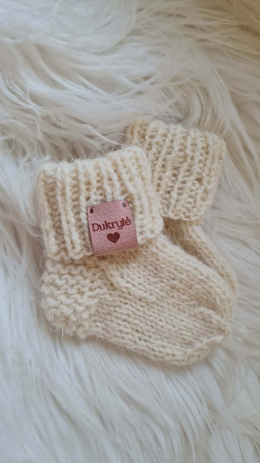 Natūralios vilnos kojinytės kūdikiui 9 cm