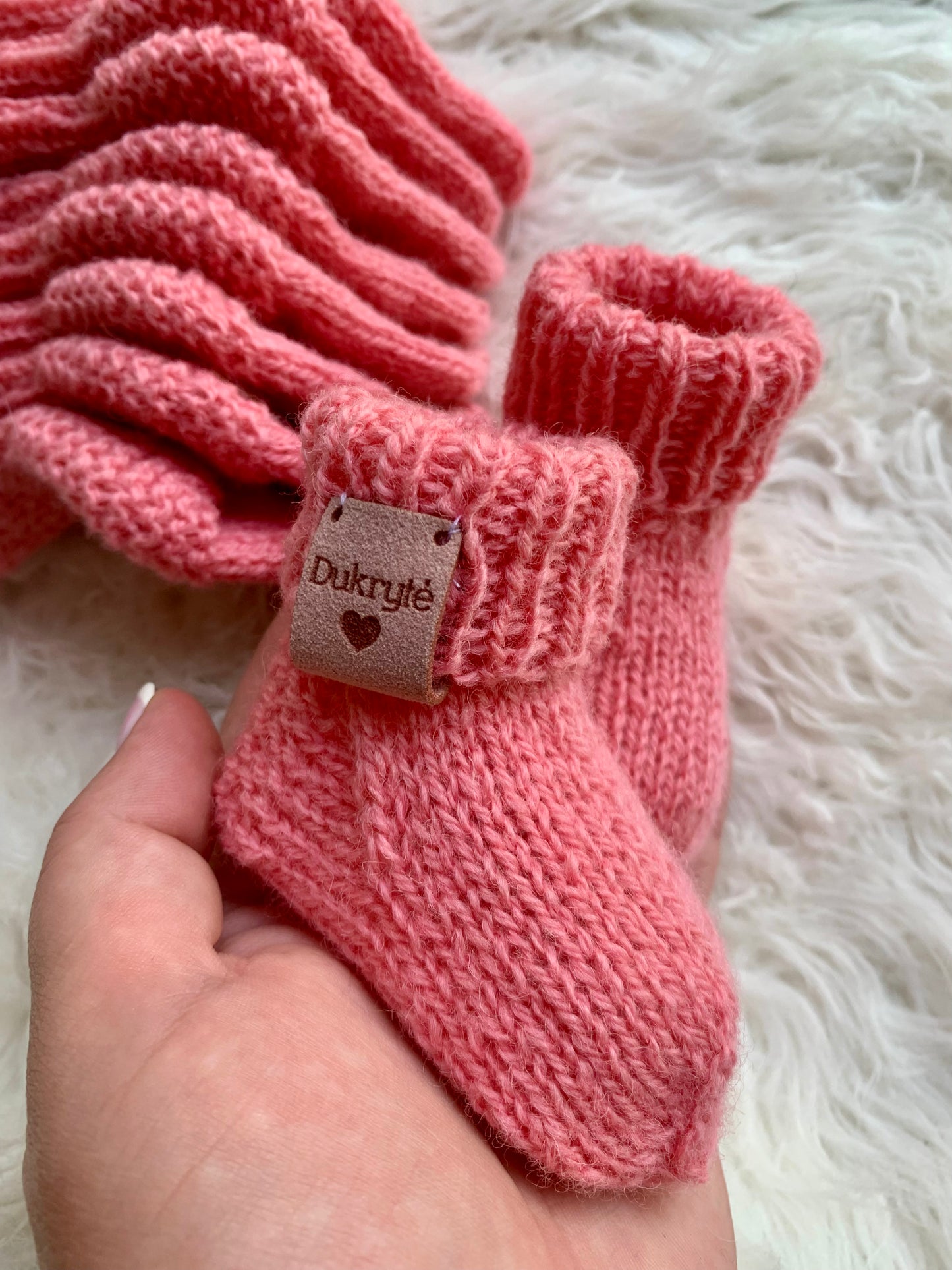 Avies vilnos kojinytės naujagimei "Dukrytė" 9 cm