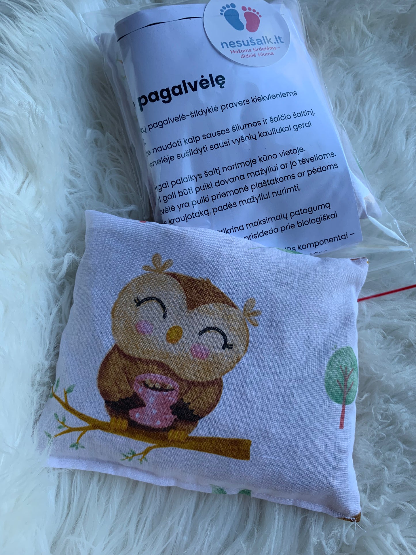 Vyšnių kauliukų pagalvėlė 250 gr Pelėdžiukas