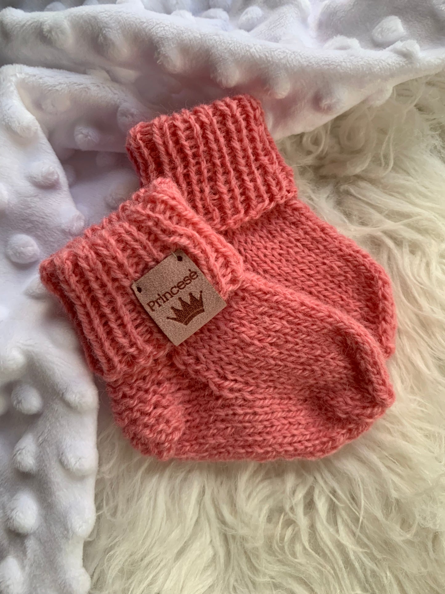 Vilnonės kojinytes naujagimei 9 cm "Princesė"