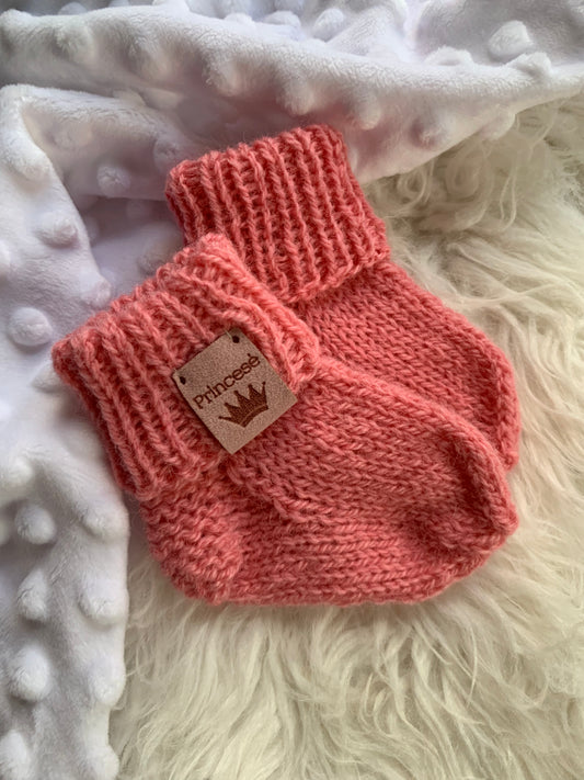 Vilnonės kojinytes naujagimei 9 cm "Princesė"