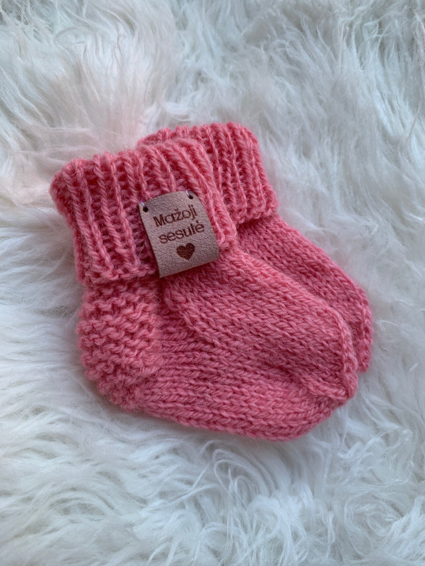 Vilnonės kojinytės naujagimei "Mažoji sesutė" 9 cm