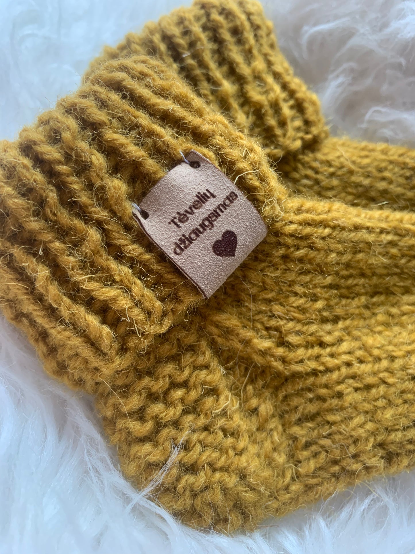 Storesnės vilnos kojinytės (garstyčių spalva)