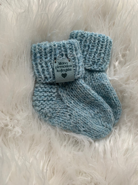 Avies vilnos kojinytės 9 cm "Mano pirmosios kojinytės"( žalia/ mėtinė)