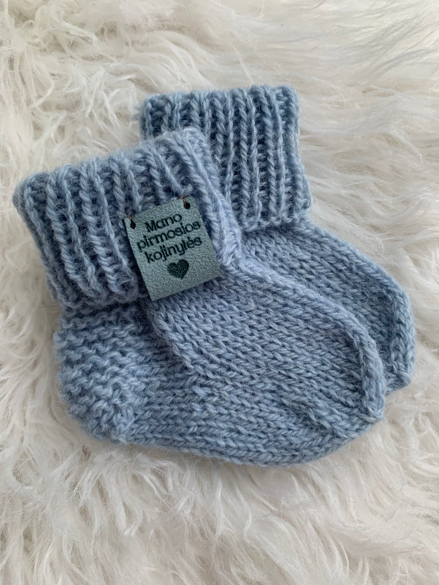 Avies vilnos kojinytės naujgimiui "Mano pirmosios kojinytės " 9 cm