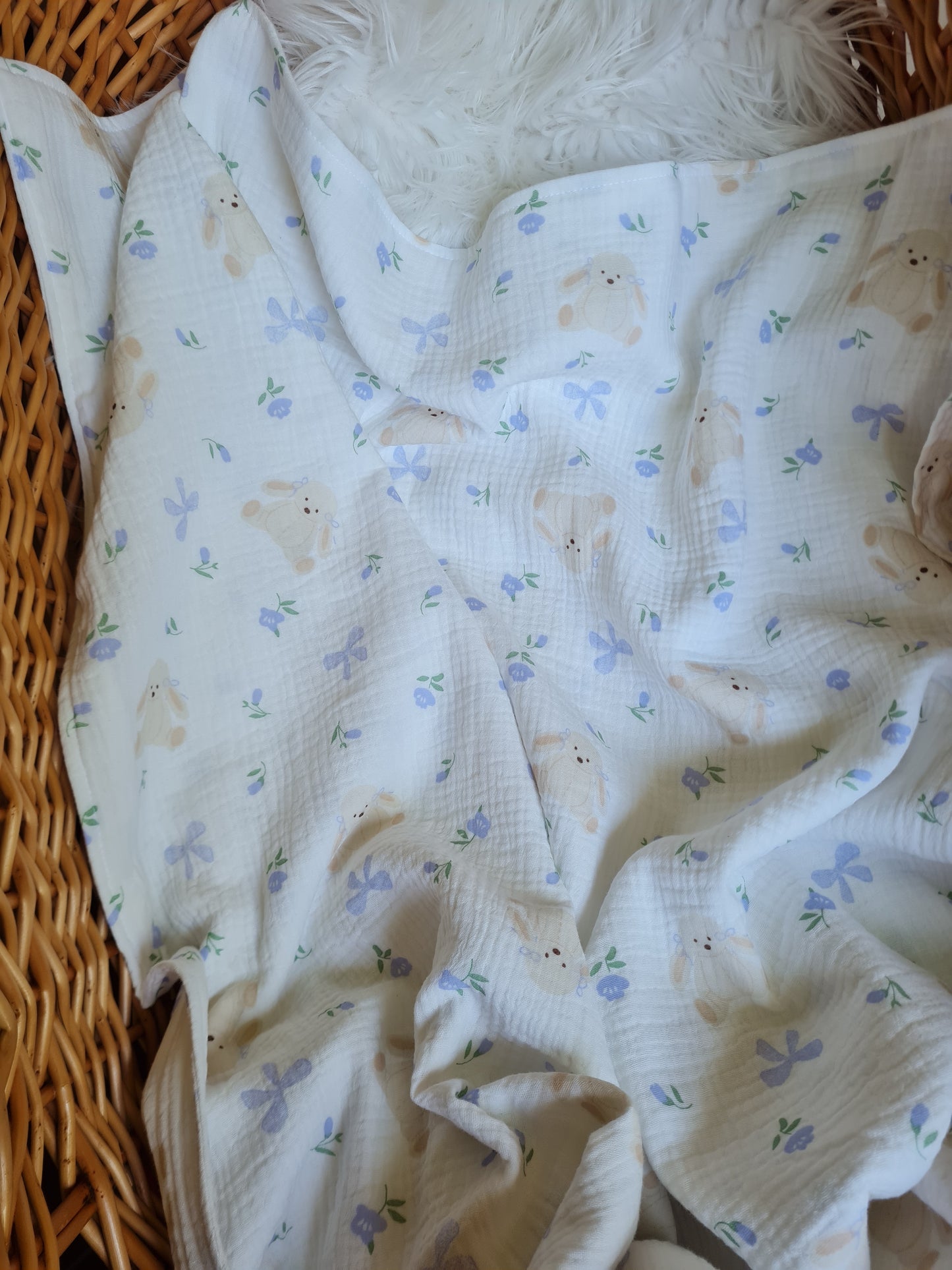 Dvigubas muslino pledukas 80/100 " Kiškutė"