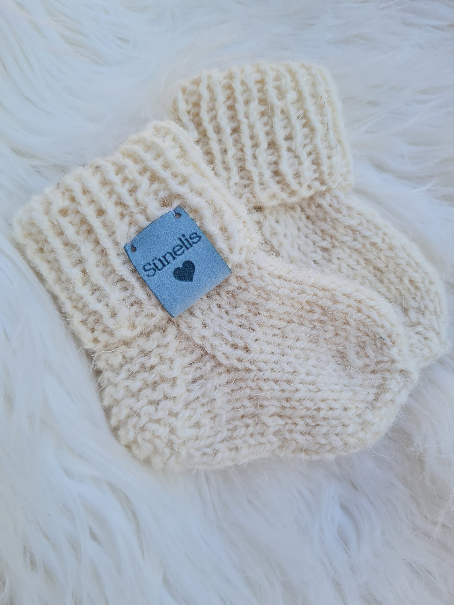Vilnonės kojinytės naujagimiui 9 cm "Sūnelis "